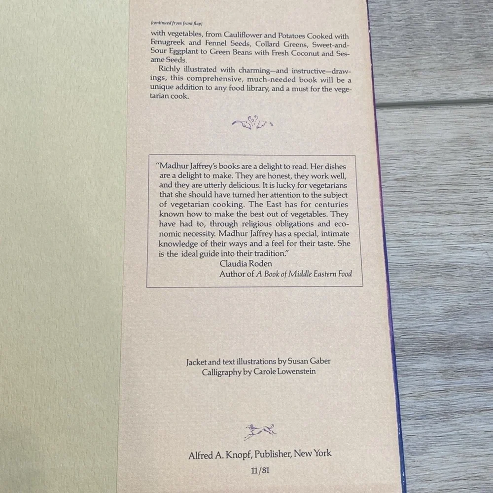 1st Ed/PRT Madhur Jaffrey's World‎ Of the East Vegetarian CookBook Hard Cover